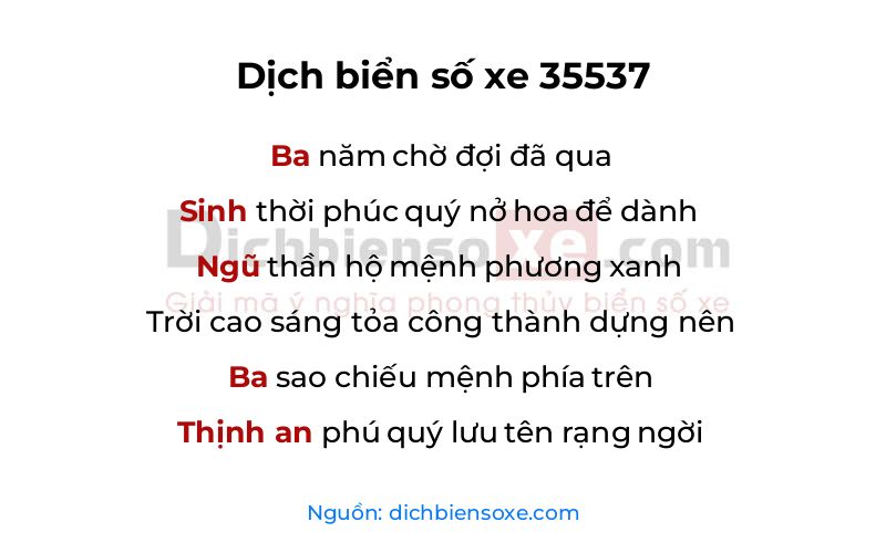 Dịch thơ biển số 35537