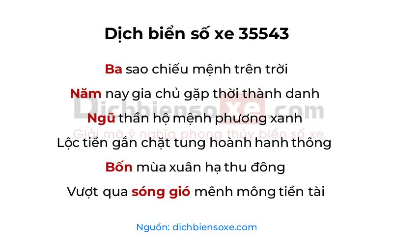 Dịch thơ biển số 35543
