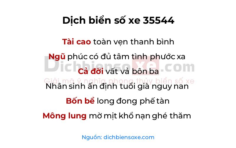 Dịch thơ biển số 35544