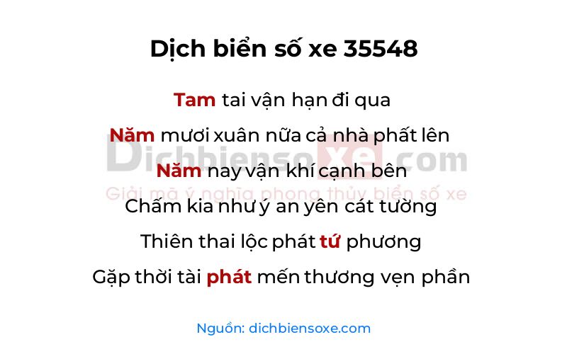 Dịch thơ biển số 35548