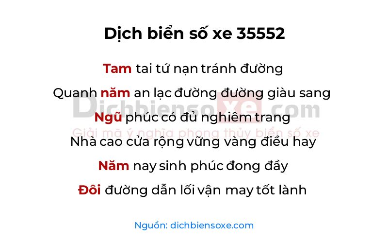 Dịch thơ biển số 35552