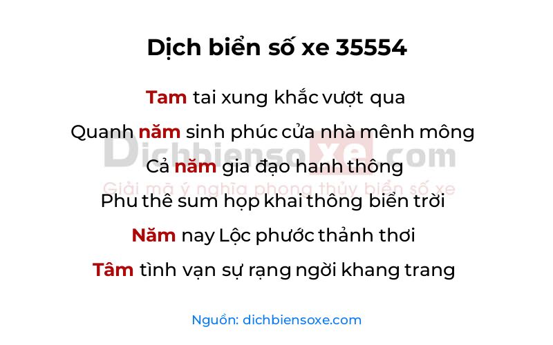 Dịch thơ biển số 35554