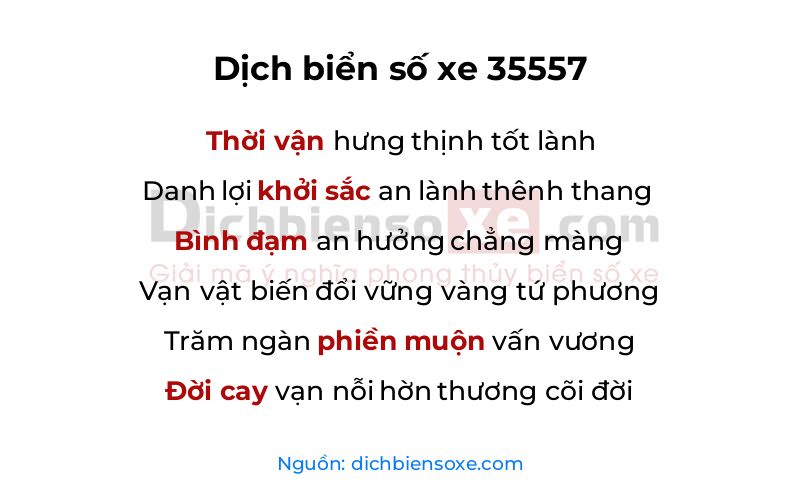 Dịch thơ biển số 35557