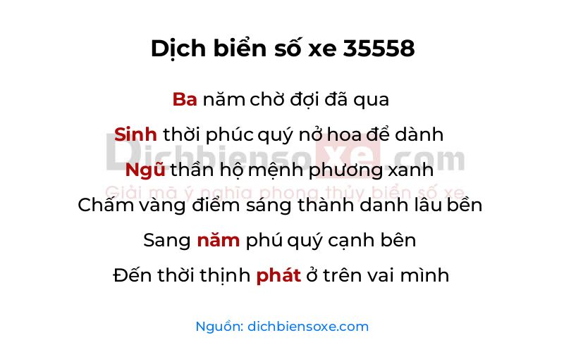 Dịch thơ biển số 35558
