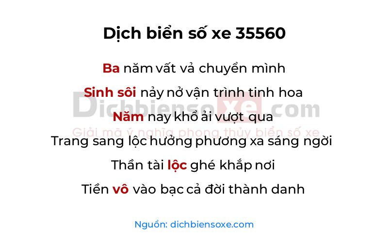 Dịch thơ biển số 35560