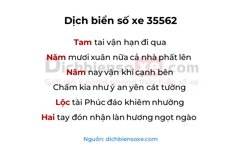 Dịch thơ biển số 35562