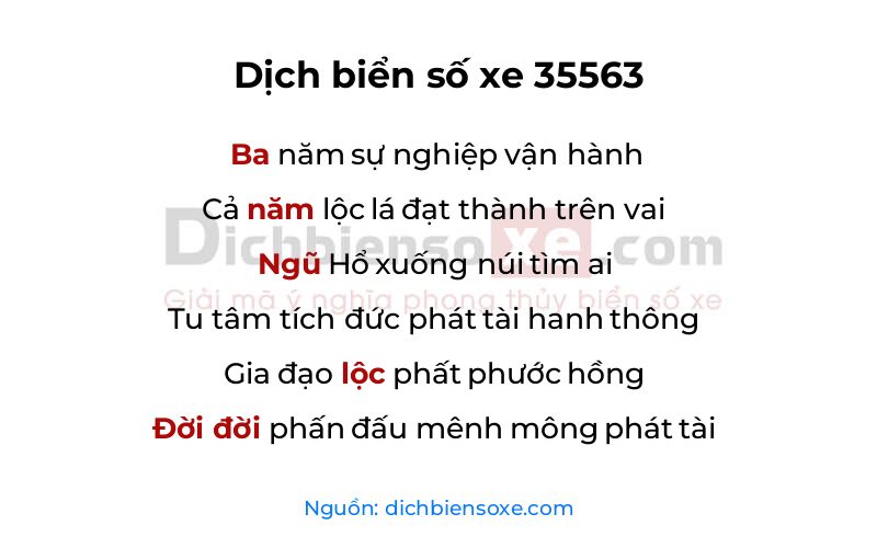 Dịch thơ biển số 35563