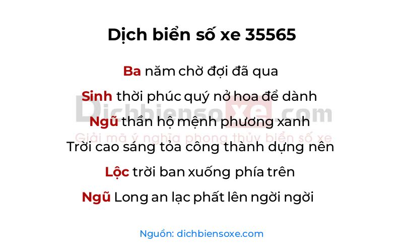 Dịch thơ biển số 35565