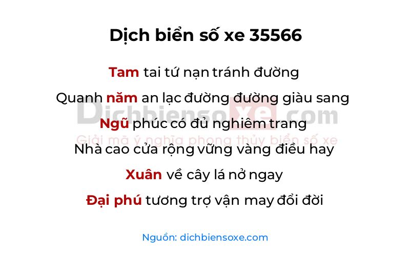 Dịch thơ biển số 35566