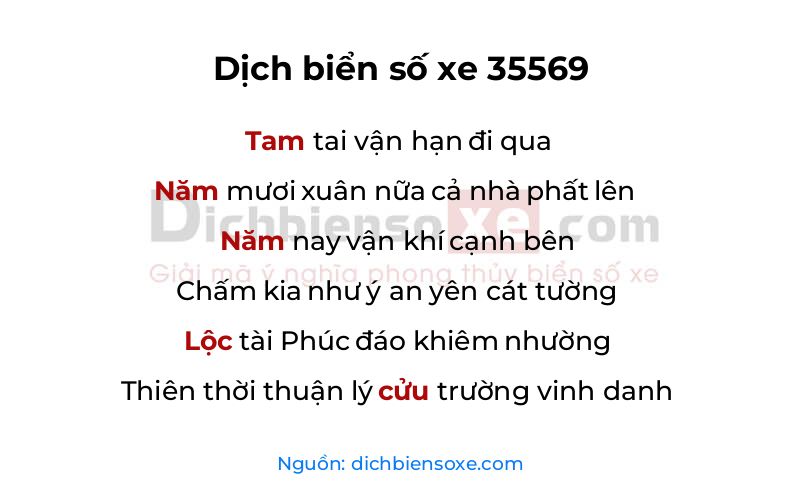 Dịch thơ biển số 35569