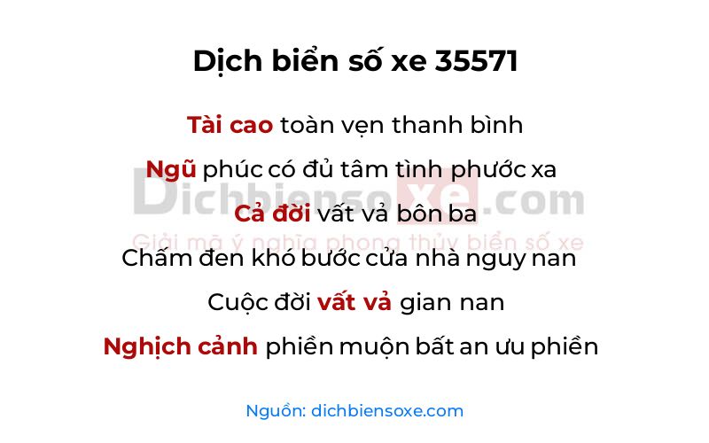 Dịch thơ biển số 35571