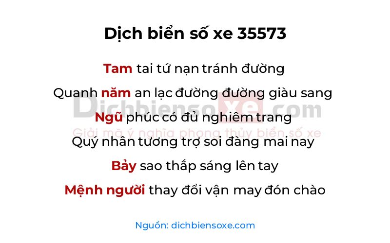 Dịch thơ biển số 35573