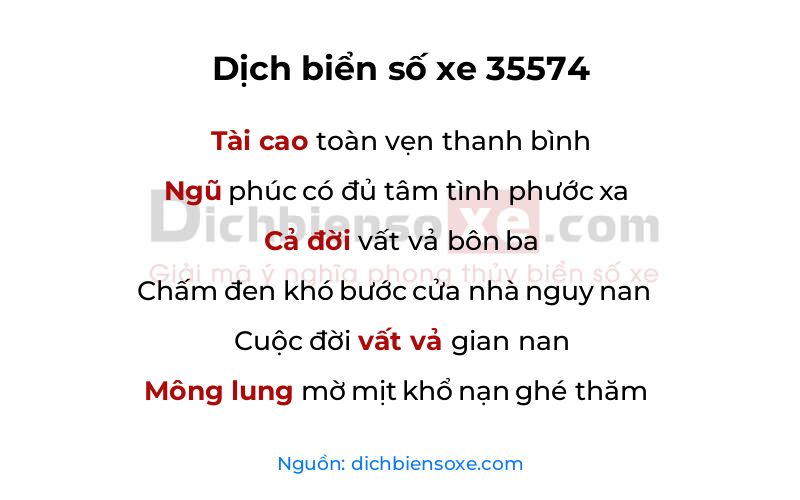 Dịch thơ biển số 35574