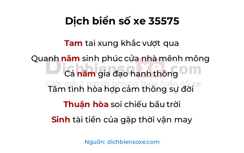 Dịch thơ biển số 35575