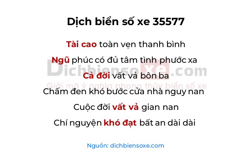 Dịch thơ biển số 35577