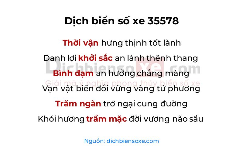 Dịch thơ biển số 35578