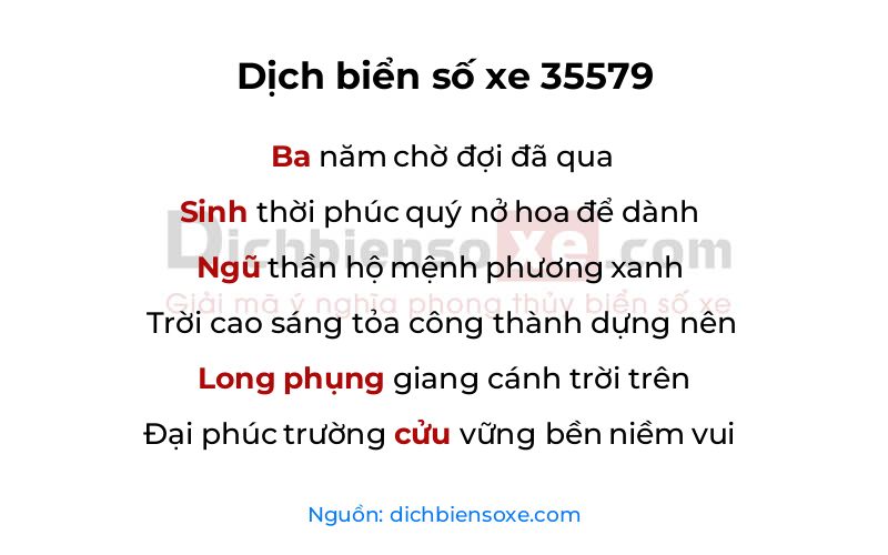 Dịch thơ biển số 35579