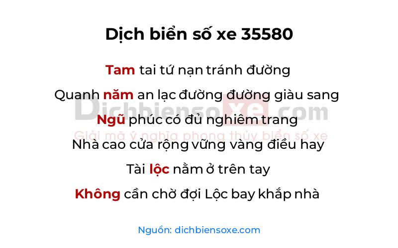 Dịch thơ biển số 35580