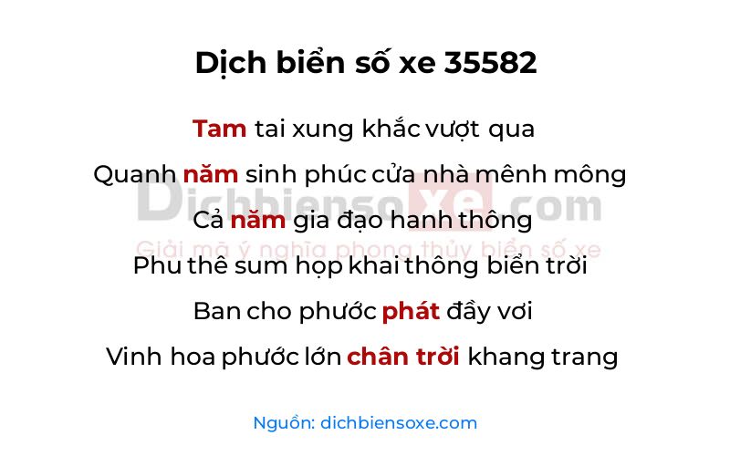 Dịch thơ biển số 35582