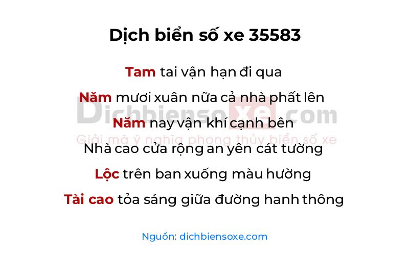 Dịch thơ biển số 35583
