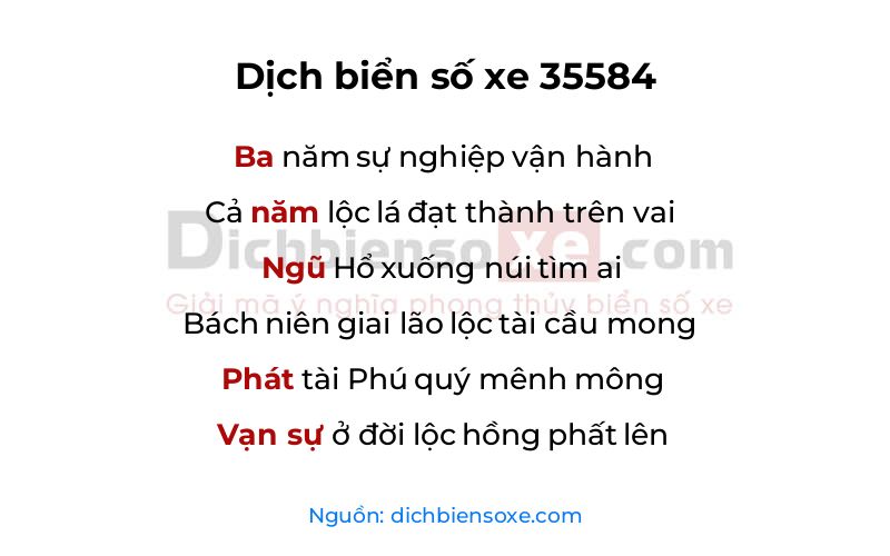 Dịch thơ biển số 35584