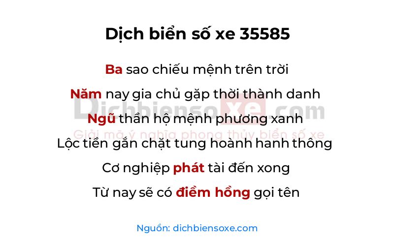 Dịch thơ biển số 35585