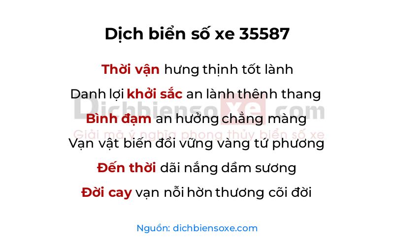 Dịch thơ biển số 35587