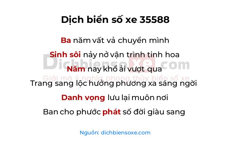 Dịch thơ biển số 35588