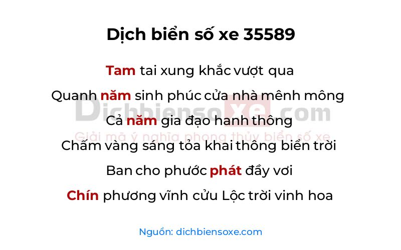 Dịch thơ biển số 35589