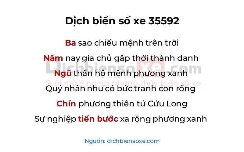 Dịch thơ biển số 35592