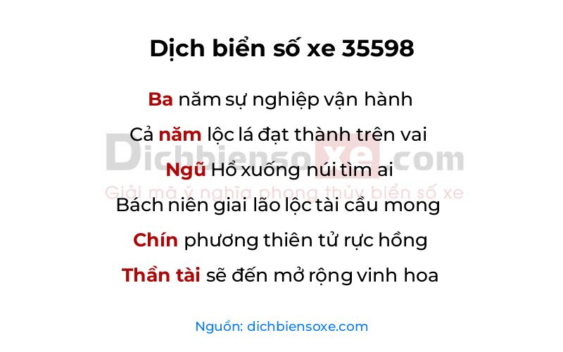 Dịch thơ biển số 35598