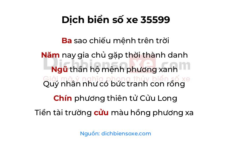 Dịch thơ biển số 35599