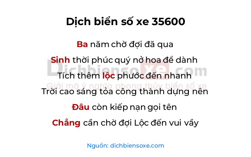Dịch thơ biển số 35600