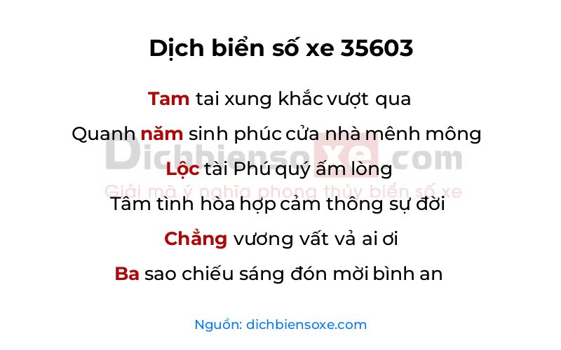 Dịch thơ biển số 35603