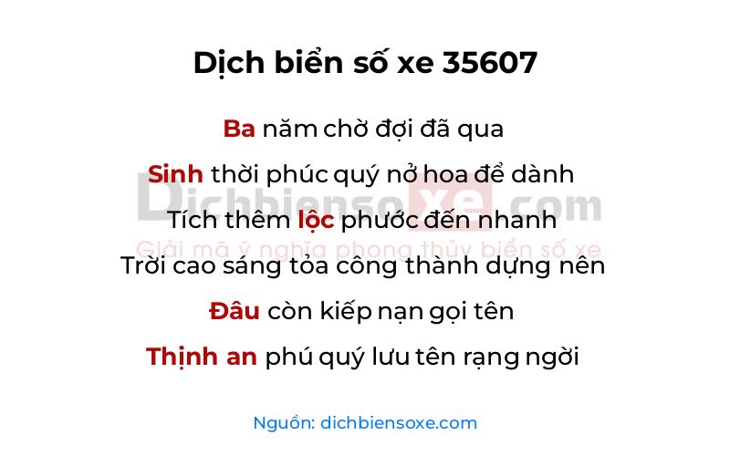 Dịch thơ biển số 35607