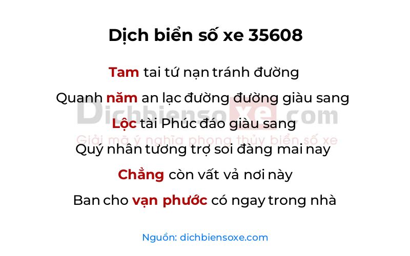 Dịch thơ biển số 35608