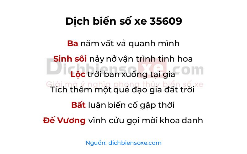 Dịch thơ biển số 35609