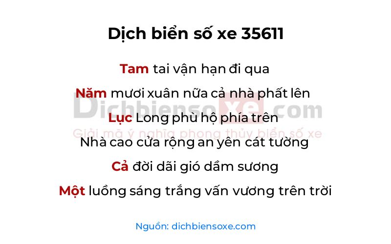 Dịch thơ biển số 35611