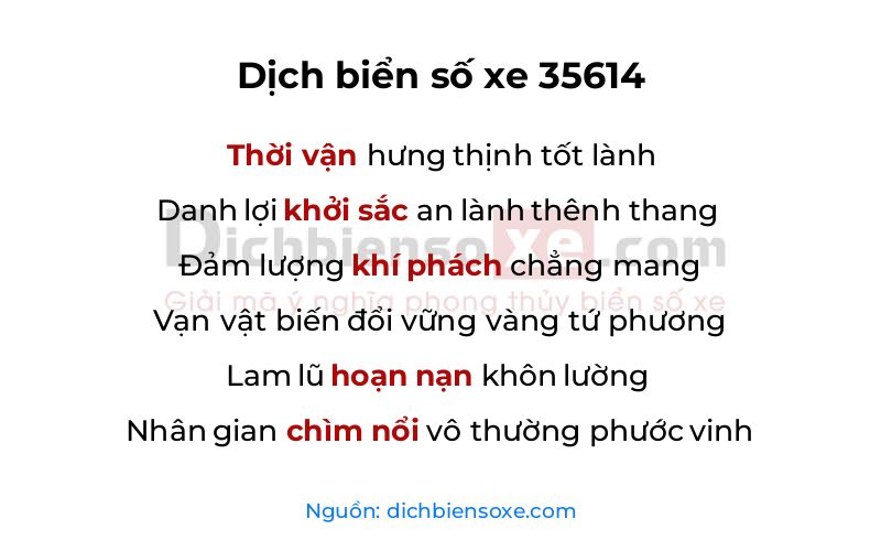 Dịch thơ biển số 35614