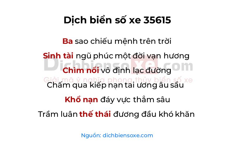 Dịch thơ biển số 35615
