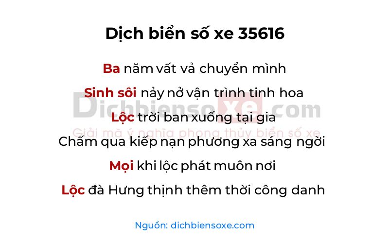 Dịch thơ biển số 35616