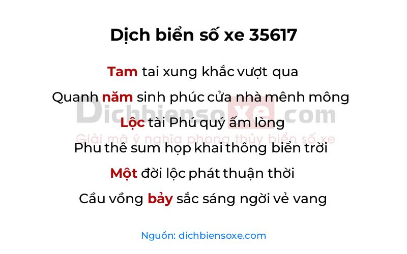 Dịch thơ biển số 35617