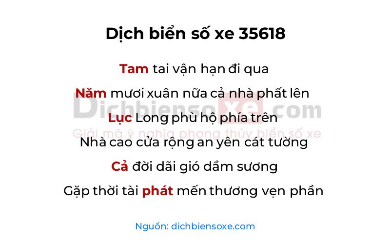 Dịch thơ biển số 35618