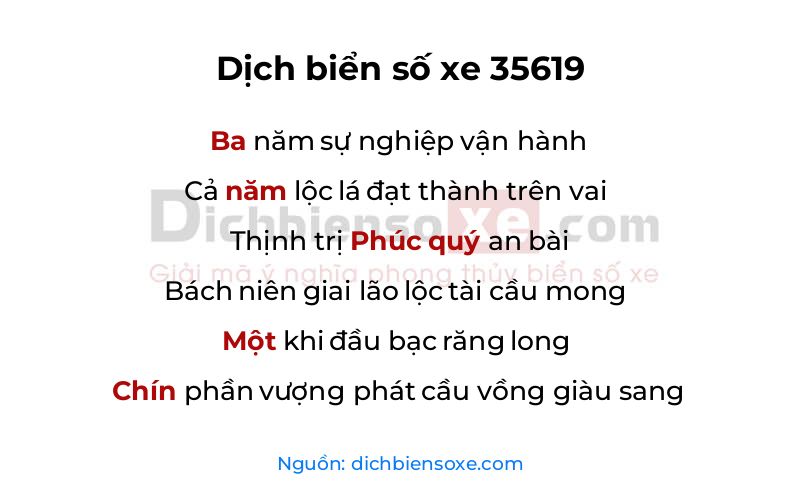 Dịch thơ biển số 35619