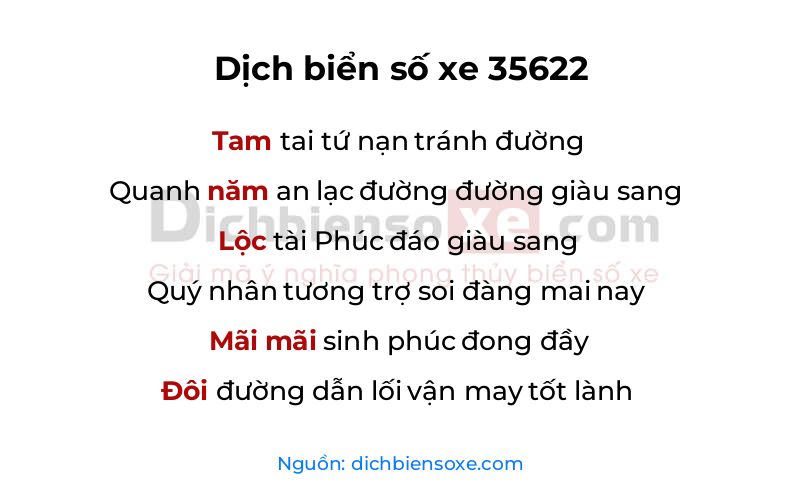 Dịch thơ biển số 35622