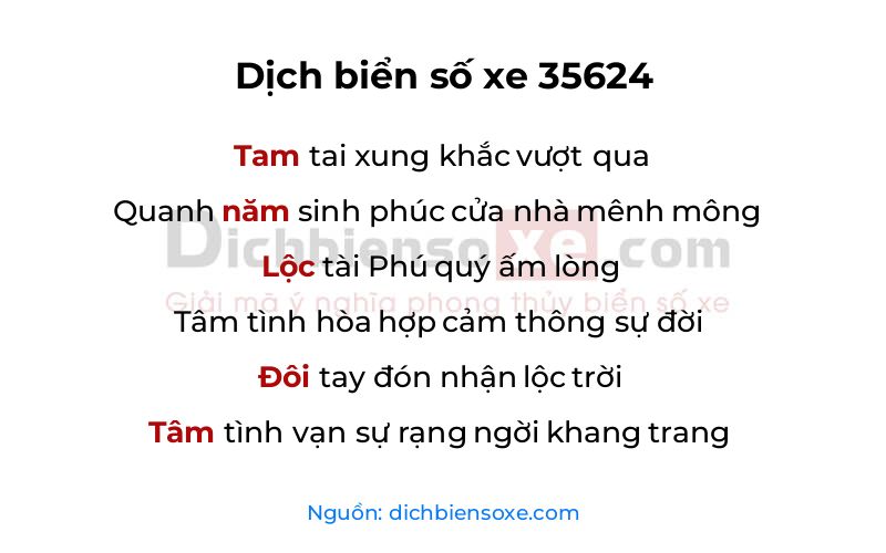 Dịch thơ biển số 35624