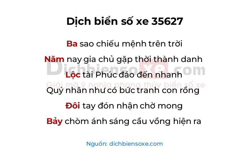 Dịch thơ biển số 35627