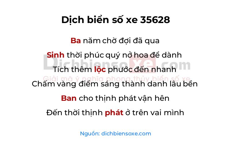 Dịch thơ biển số 35628