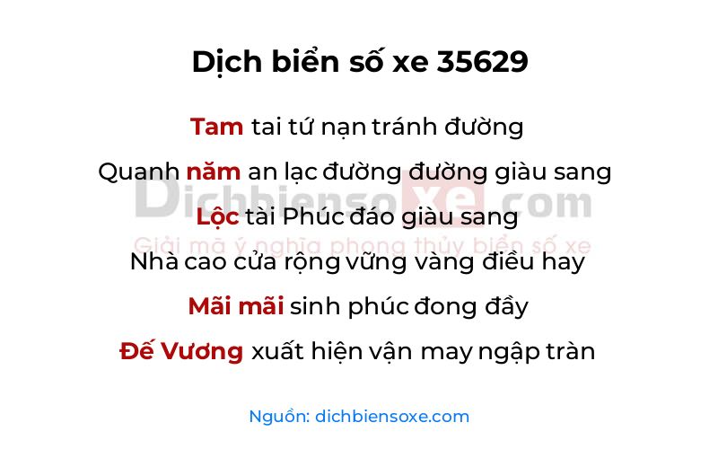 Dịch thơ biển số 35629