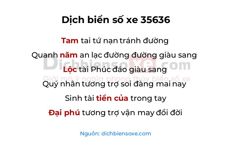 Dịch thơ biển số 35636